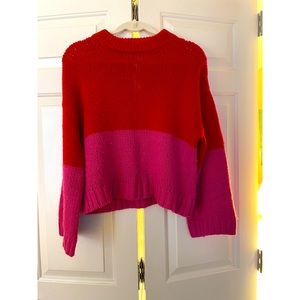 Xirena Alpaca Colorblock Sweater in Red and Magenta.